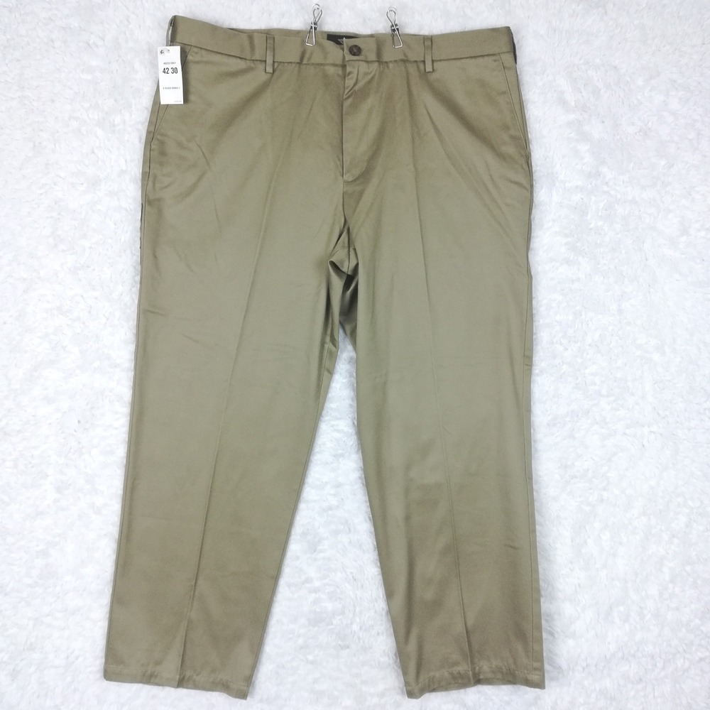 Dockers Mens Pants D4 Signature Khaki Relaxed Fit Flat Front Beige 42x30 New